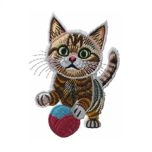 Dhaga Raga Whisker Playtime Cat Design Embroidered