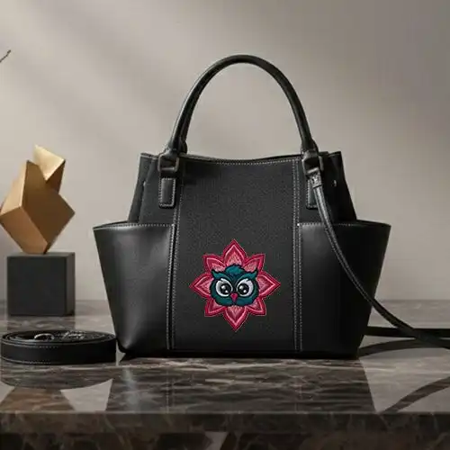Embroidered Bucket Bag With Night Bloom Owl Design