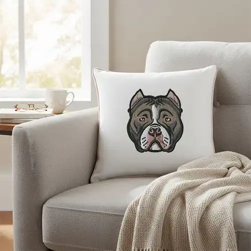 Embroidered Cushion Cover With Builddog Majesty Design