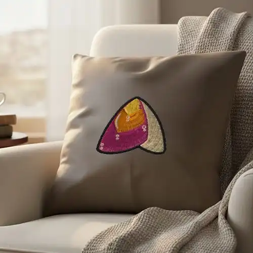 Embroidered Cushion Cover With Butterfly Prism Design
