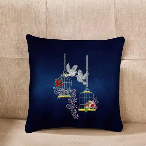 Embroidered Cushion Cover With Love In Cage Dfesign