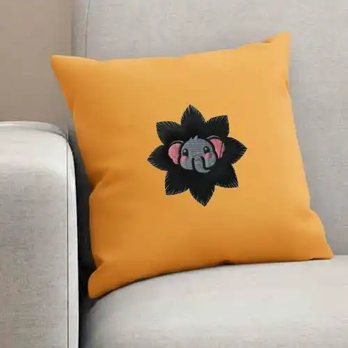 Embroidered Cushion Cover With Midnight Bloom Design