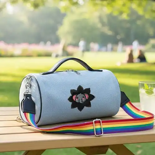 Embroidered Duffle Bag With Midnight Elephant Bloom Design