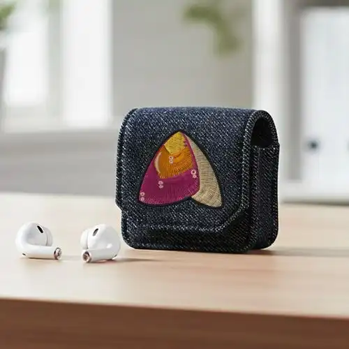 Embroidered Earphone Cover With Butterfly Prism Design