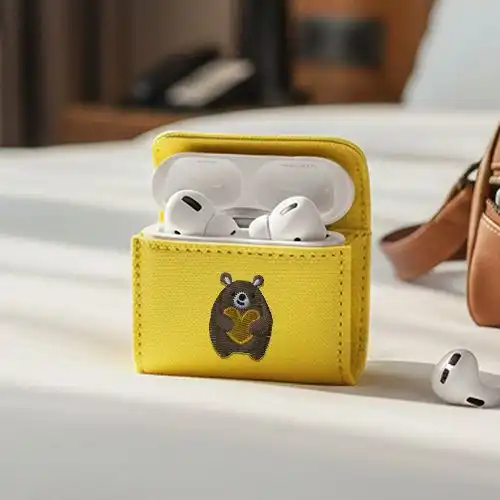 Embroidered Earphone Cover With Huggy Bear Design