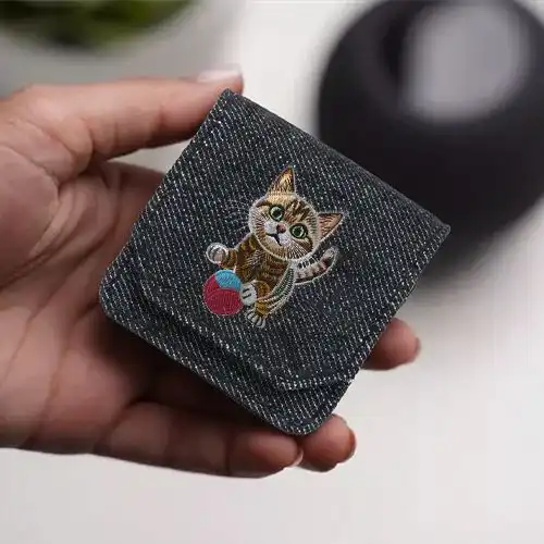 Embroidered Earphone Cover With Whisker Playtime Design