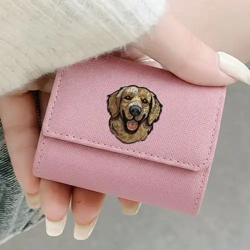 Embroidered Earphone Pouch With Happy Retriever Design