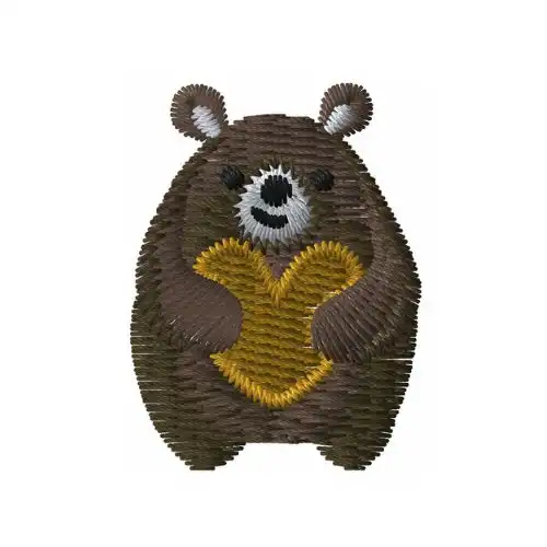 Embroidered Huggy Bear Design On Dhaga Raga