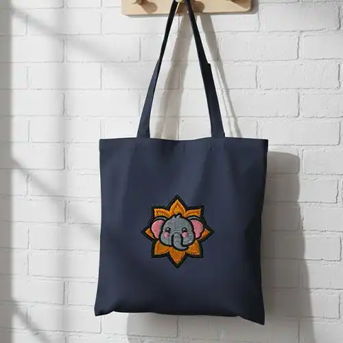 Embroidered Jhola Bag With Lotus Trunk Charm Design
