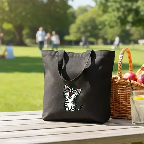 Embroidered Jhola Bag With Meow Design