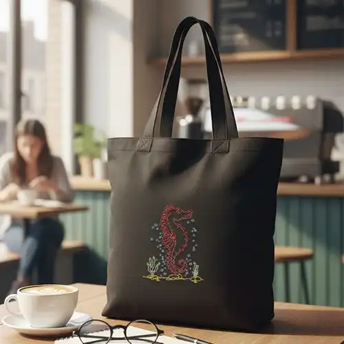 Embroidered Jhola Bags With Wavy Sea Horse Design