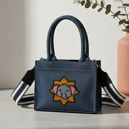 Embroidered Small Handbag With Lotus Trunk Charm Design