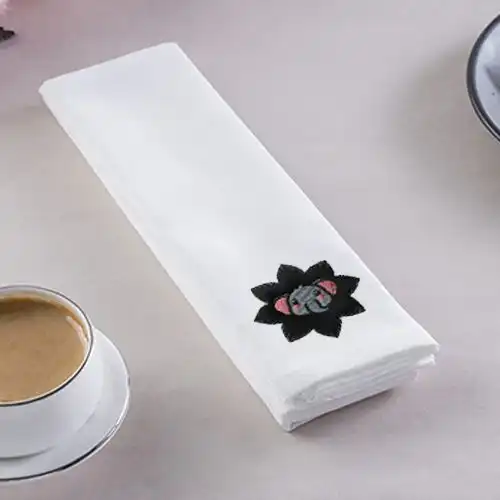 Embroidered Table Napkin With Midnight Bloom Design