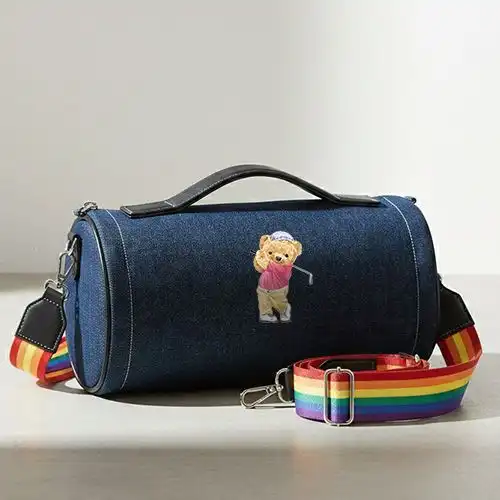 Embroidered Duffle Bag With Little Golfer Design