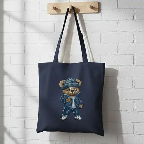 Embroidered Jhola Bag With Beanie Bear Design