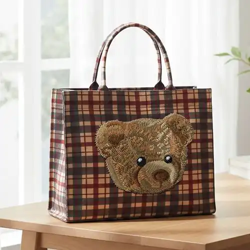 embroidered large bag with classics bear design