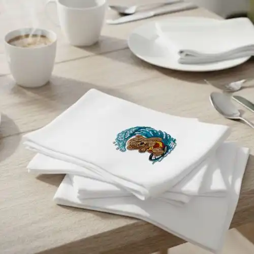 Embroidered Table Napkin With Beach Bear Design