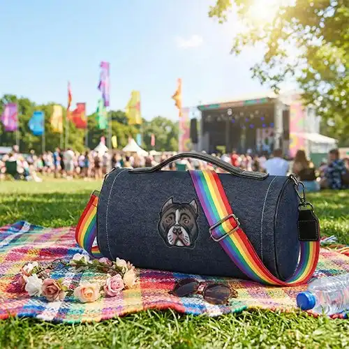 Embroidered Duffle Bag With Builddog Majesty Design