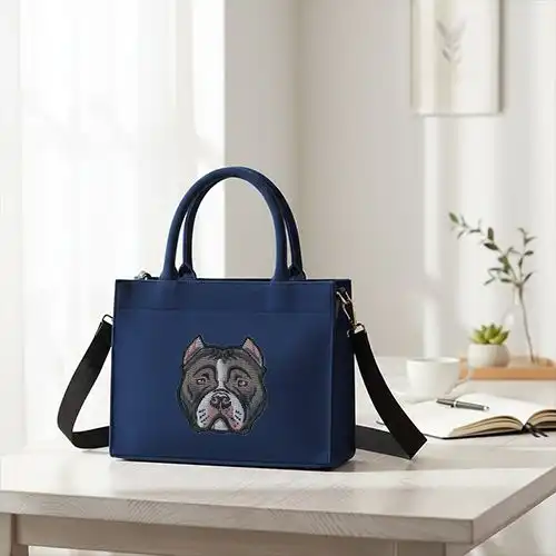 Embroidered Large Handbag With Builddog Majesty Design