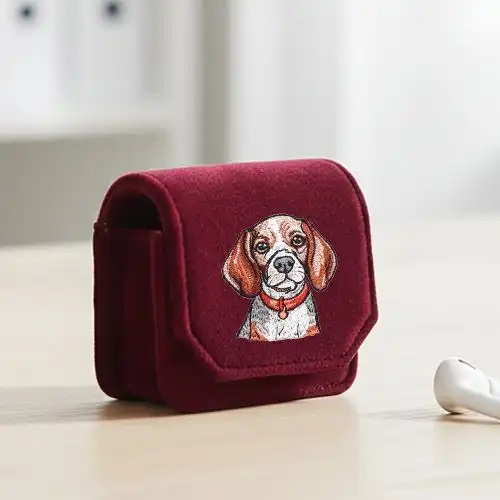 Embroidered Of Beagle Buddy Design On Earphone Cover