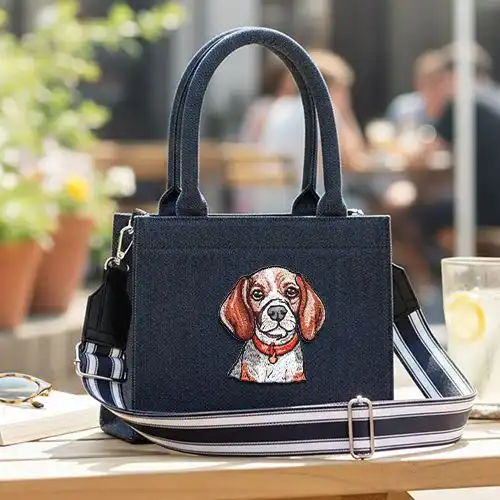 Embroidered Of Beagle Buddy Design On Small Handbag