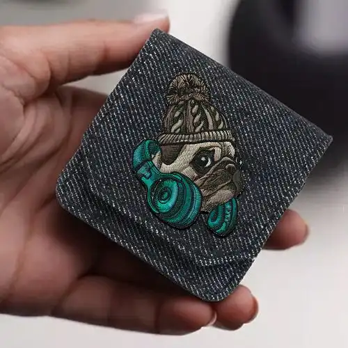 Embroidered Of Dj Woof Design On Earphone Cover