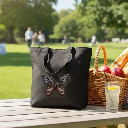 Embroidered Jhola Bag Brown Flutter Design