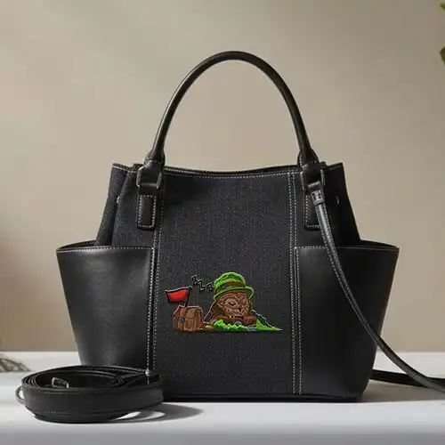 Embroidered Bucket Bag With Nap Owl Design