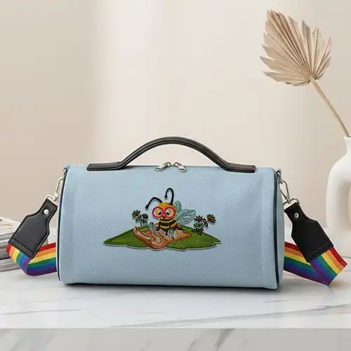 Embroidered Duffle Bag With Explorer Bee Design