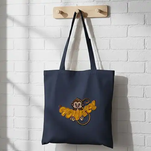 Embroidered Jhola Bag With Cheeky Monkey Design