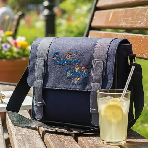 Embroidered Messagener Bag With Camp Crew Design