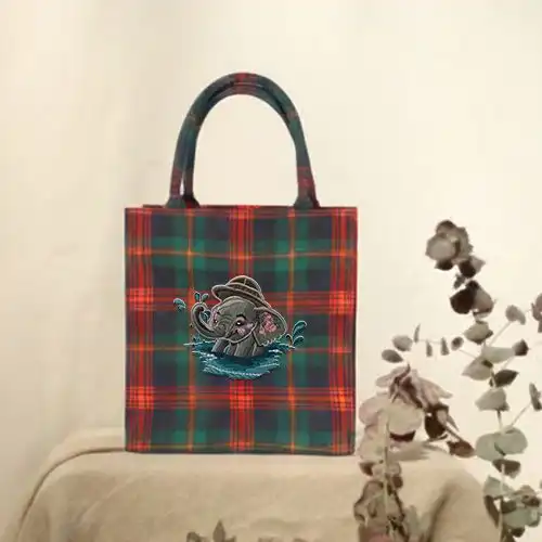 Embroidered Small Bag With Splashy Elephant Design