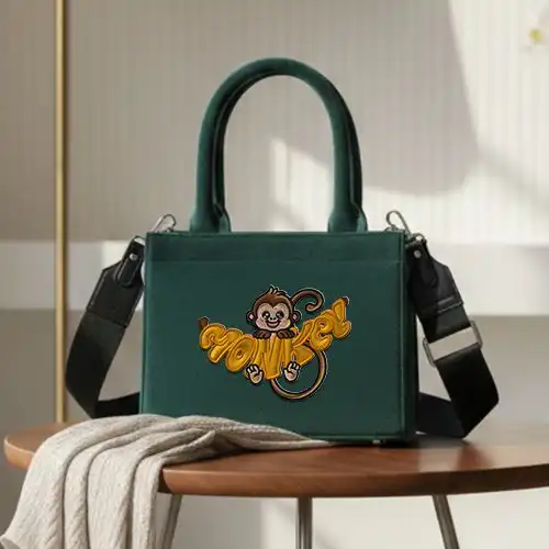 Embroidered Small Handbag With Cheeky Monkey Design