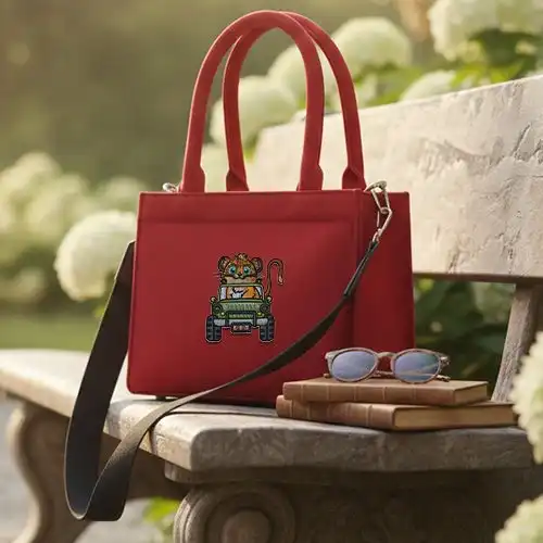 Embroidered Small Handbag With Cub Driver Design