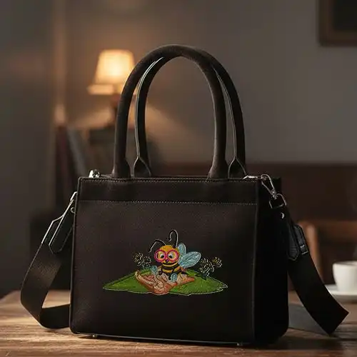 Embroidered Small Handbag With Explorer Bee Design