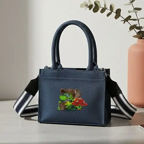 Embroidered Small Handbagbag With Mushroom Croc Design