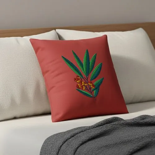 Embroidered Cushion Cover With Botaincal Berries Design