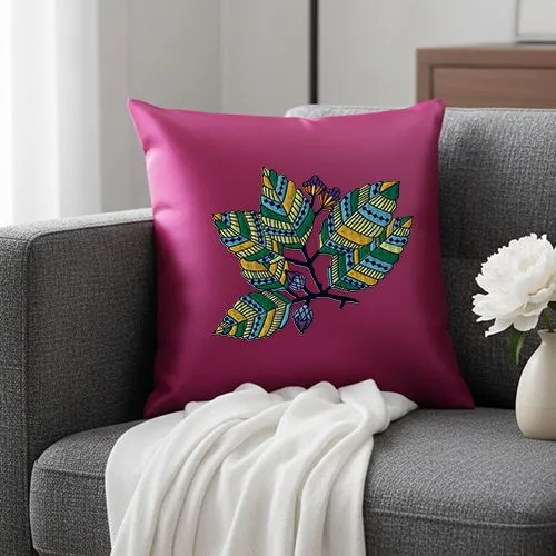 Embroidered Design Of Patterned Berries Cushion Cover
