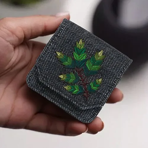 Embroidered Evergreen Leaves Design On Earphone