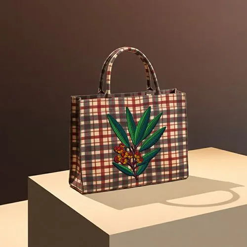 Embroidered Handbag With Botaincal Berries Design