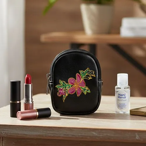 Embroidered Red Hibiscus Design On Earphone