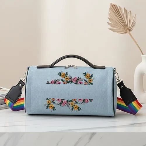 Embroidered Royal Floral Embrace On Duffle Bag