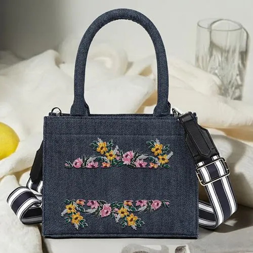 Embroidered Royal Floral Embrace On Small Handbag