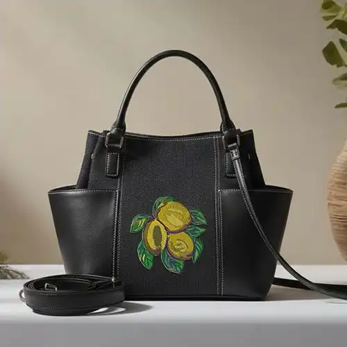 Embroidered Bucket Handbag Sour Lemon