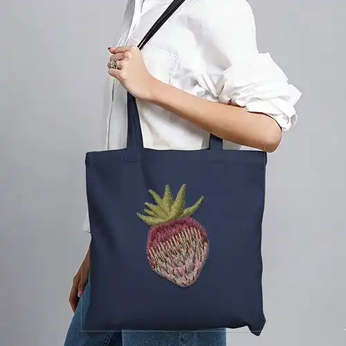 Embroidered Demin Jhola Bag Pink Berry