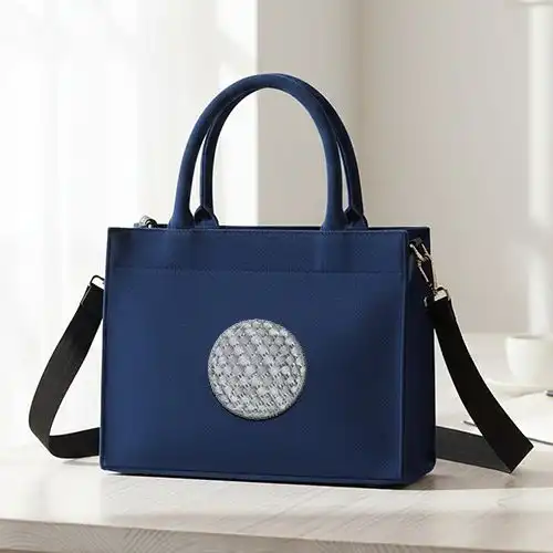 Embroidered Blue Handbag Golf Ball Design