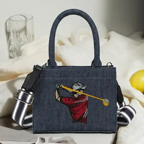 Embroidered Blue Small Bag Golf Swing Design
