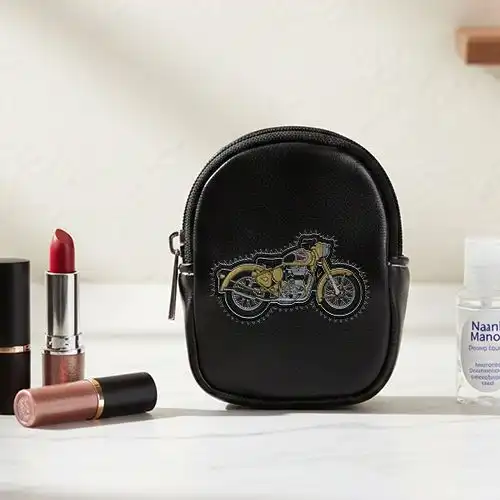 Embroidered Black Earphone Cover With Bullet Design