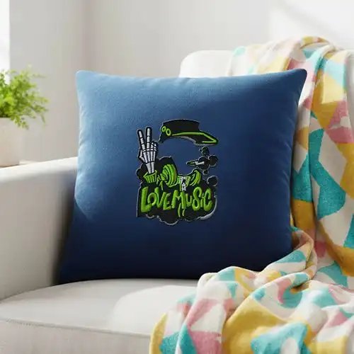 Embroidered Cushion Cover With Groove And Bones Design