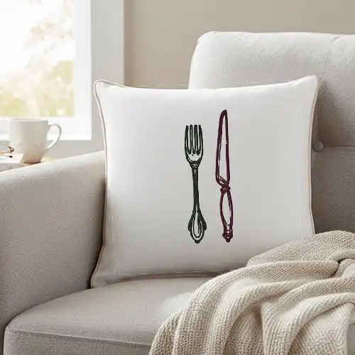 Embroidered Cushion Cover With Home Chef Ican Design